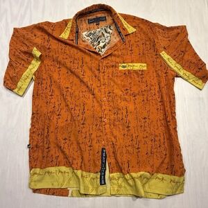 Vintage RARE Phat Farm Men's Oriental Theme Button Up Shirt Size XXXL Y2K
